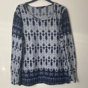 Women's Blue Patterned Top